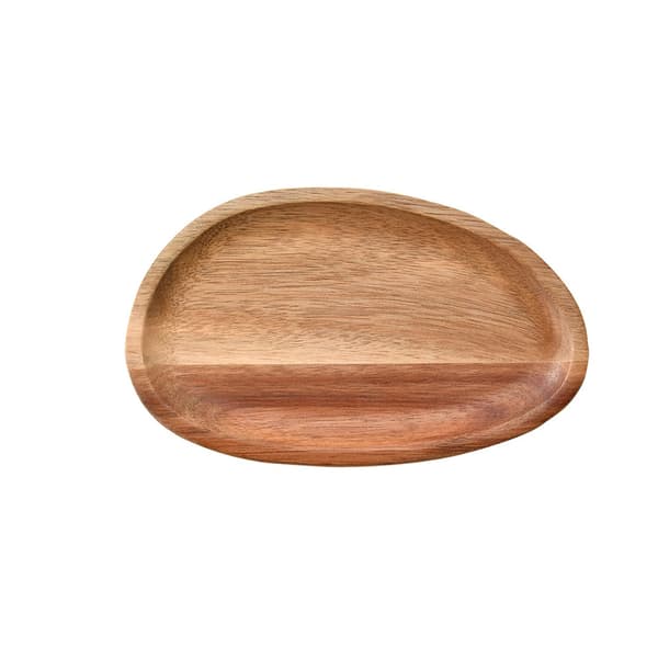 Træ Middagsplader, Uregelmæssig Oval Design, Multi-brug Serveringsbakke,17.5x10.8cm
