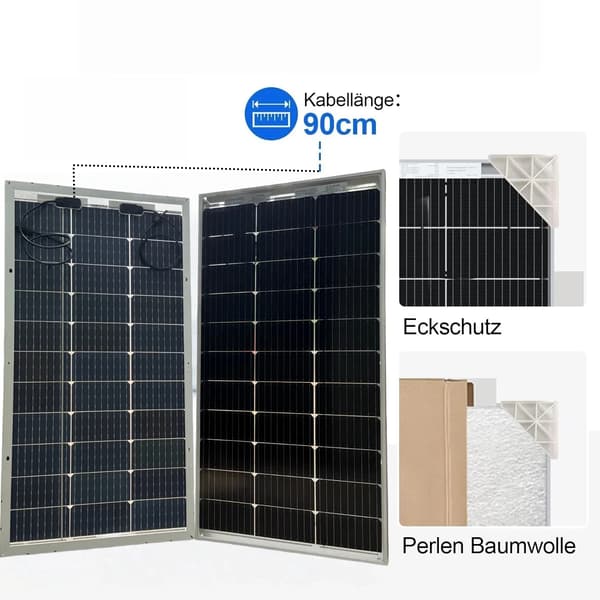 Solpanel, bifacial teknologi, 100W effektudgang,2PCS 100W