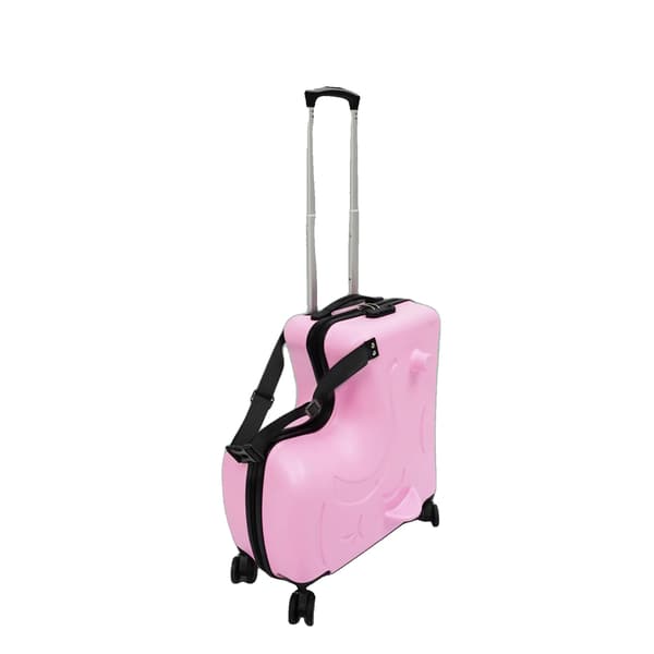 Barnresväska med åkfunktion, kombinationslås, säkerhetsbälte,Rosa