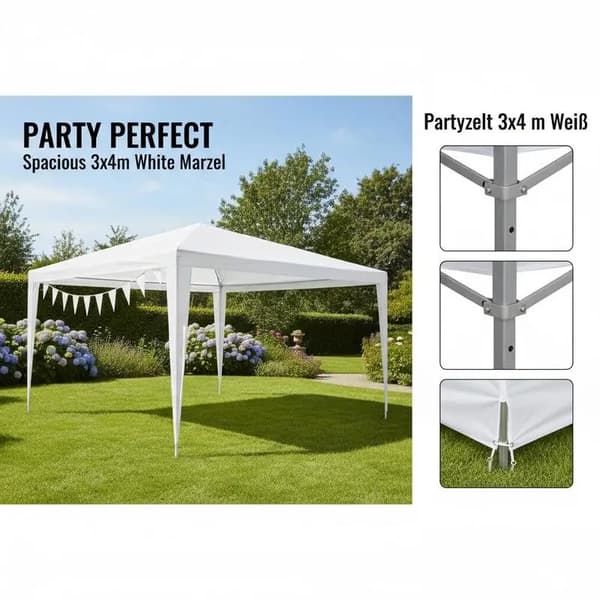 Partytält, Vattentåligt, Bärbart Design,Vit