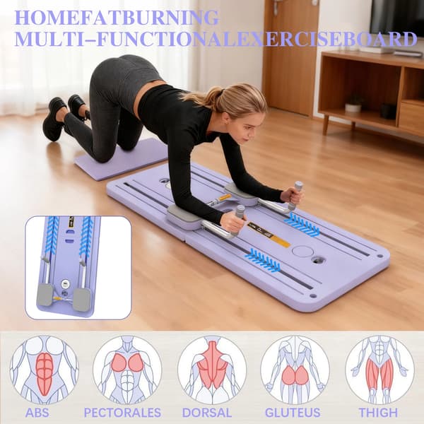 Fitnessbräda, Fällbar Design, Inbyggd Timer,LILA