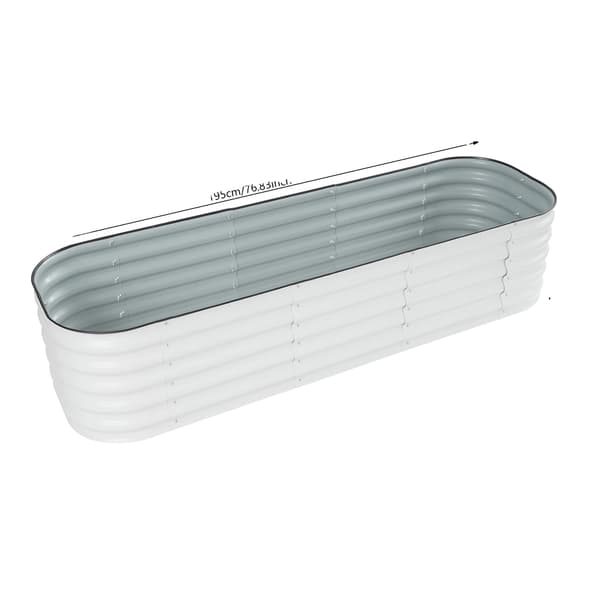 Höjd Trädgårdsbädd, Robust Stålstruktur, Elegant Vågformad Design,VIT