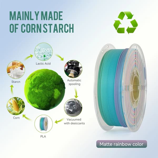 3D-print filament, multicolor effekt, mat finish,1KG