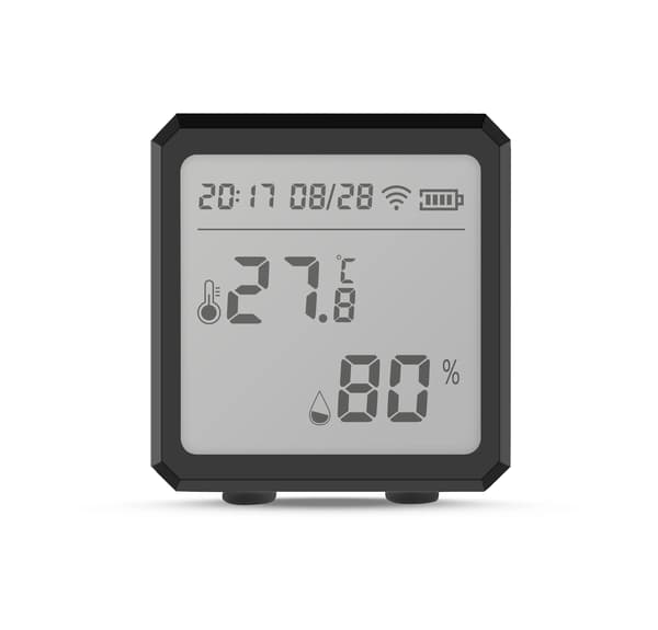 Temperatur- og fugtighedssensor, smart home-kompatibel, LCD-display,Zigbee Sort