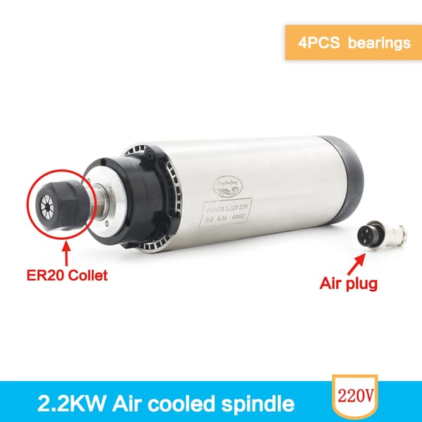 CNC Spindle Kit, 2,2 kW Effekt, Luftkølet System,Bare spindel