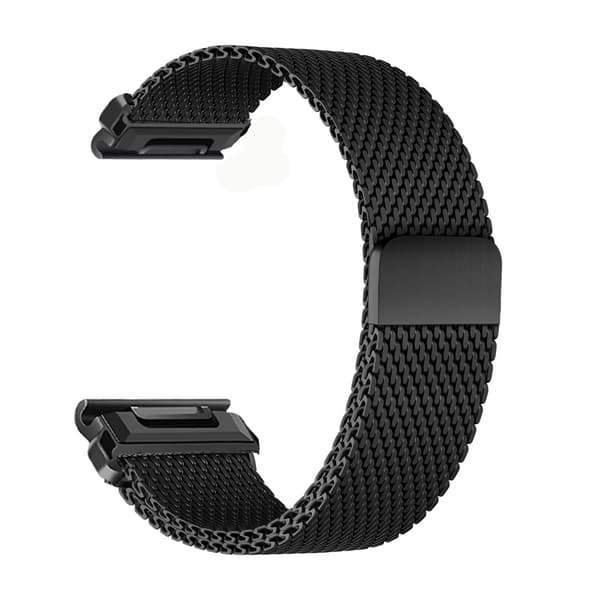Urrem, Rustfrit Stål, Magnetlås,sort, QuickFit 22mm