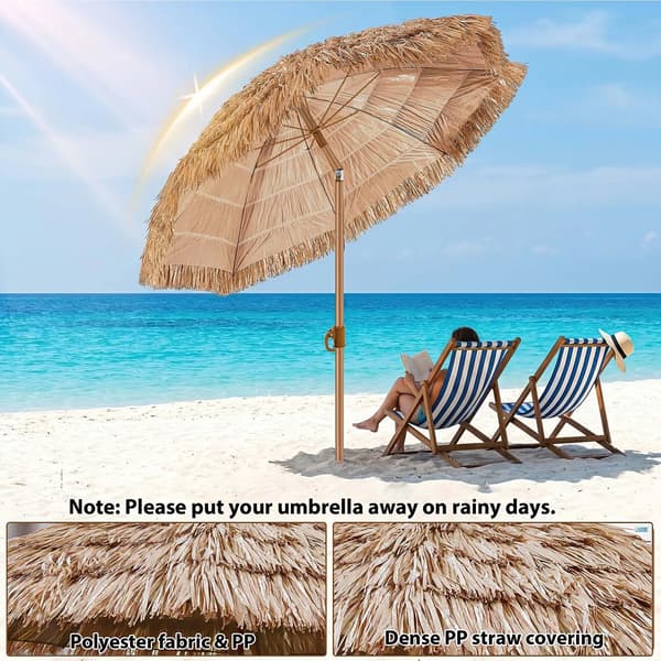 Strandparasol, UPF 30 Solbeskyttelse, Justerbar Tilt,Khaki