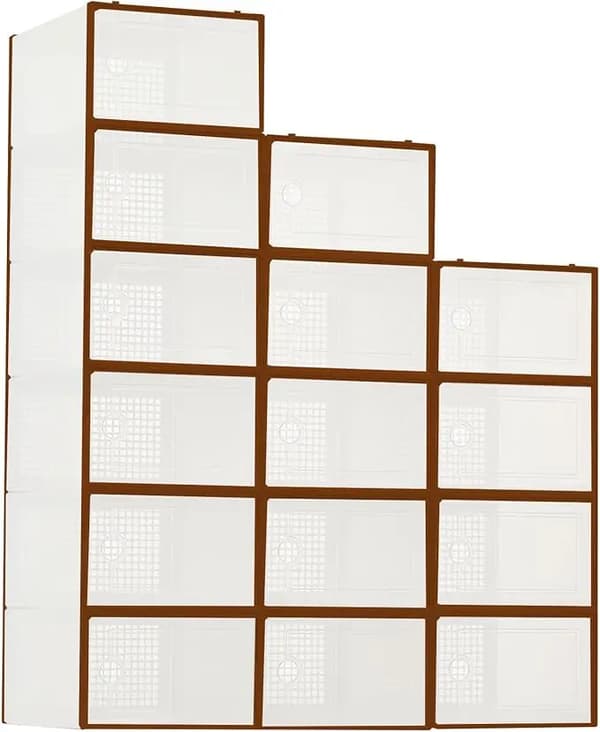 Skoförvaringslådor, Sammanfallbar Design, Stapelbara och Hållbara,15st brun