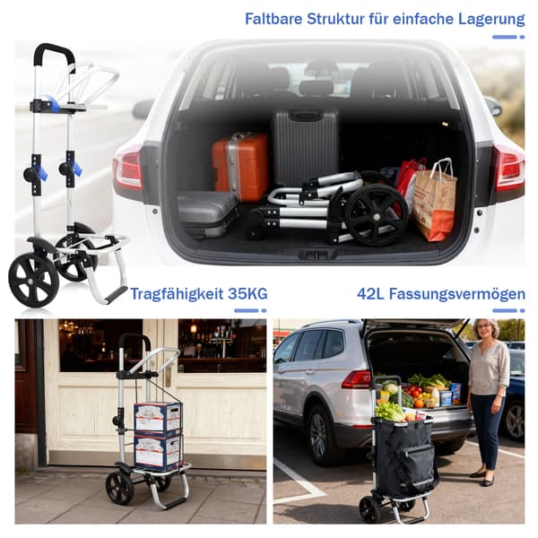 Shoppingvagn, Fällbar Design, Kylfack,Svart