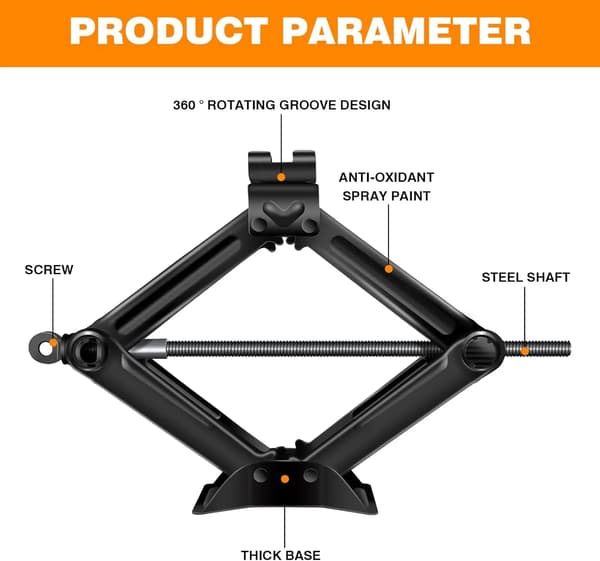 Saksestik, 2-ton belastningsevne, kompakt design,sort