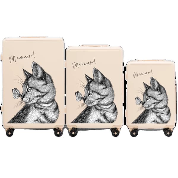 Kuffertsæt, Holdbart ABS, Sikker Låsemekanisme,HVID
