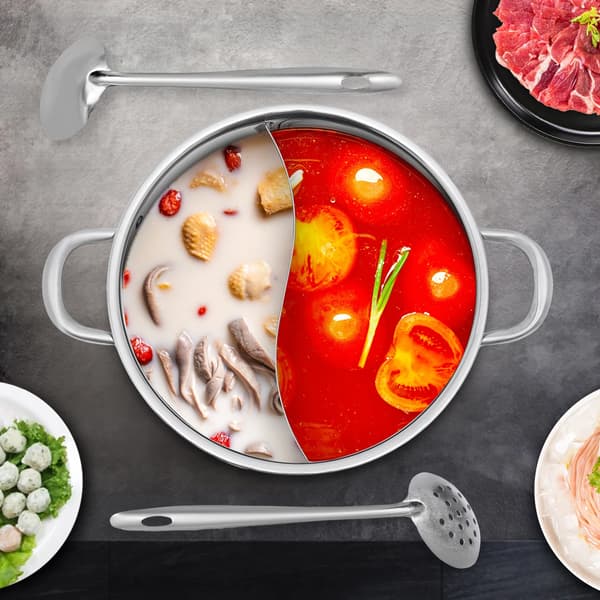Hot Pot, Rustfrit Stål, Dobbelt-Smag Design,Sølv