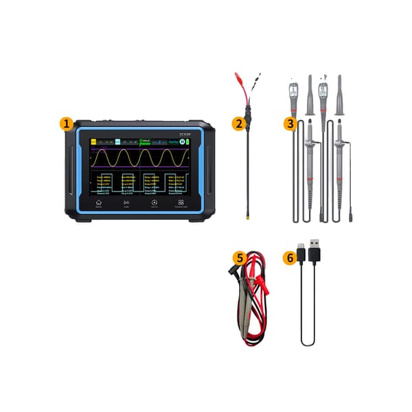 Digitalt oscilloskop, multimeter, signalgenerator,svart