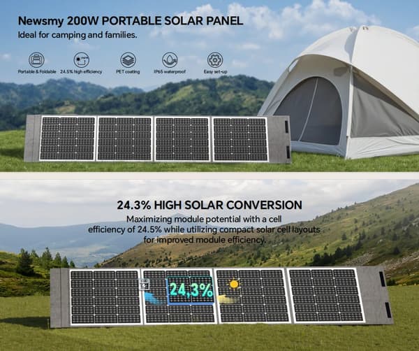 Solpanel, Høj Effektivitet, Bærbart Design,QM-NSM-200W