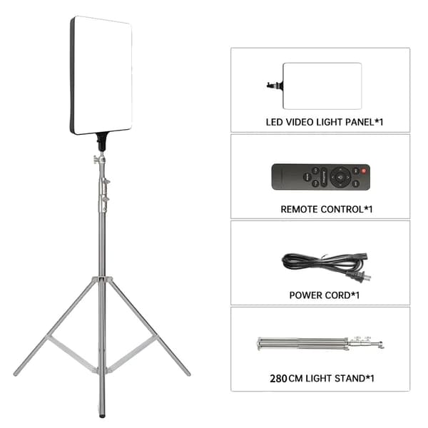 Video Belysning, Bi-farve Justerbar, Stabilt Stativ,280cm Stativ