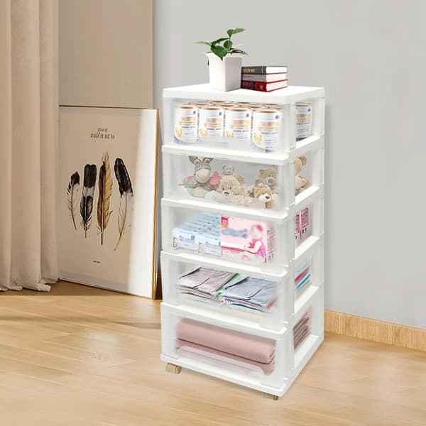 Opbevaringsskab, 5 Skuffer, Moderne Design,HVID