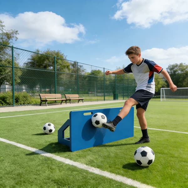 Fodbold Rebounder Board, Sammenklappeligt Design, Dobbeltvinkel Træning,Blå