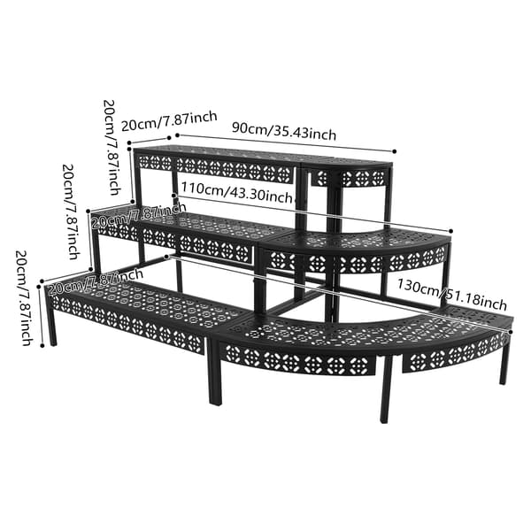 Plantebord, 3-lags design, robust jernkonstruktion,sort