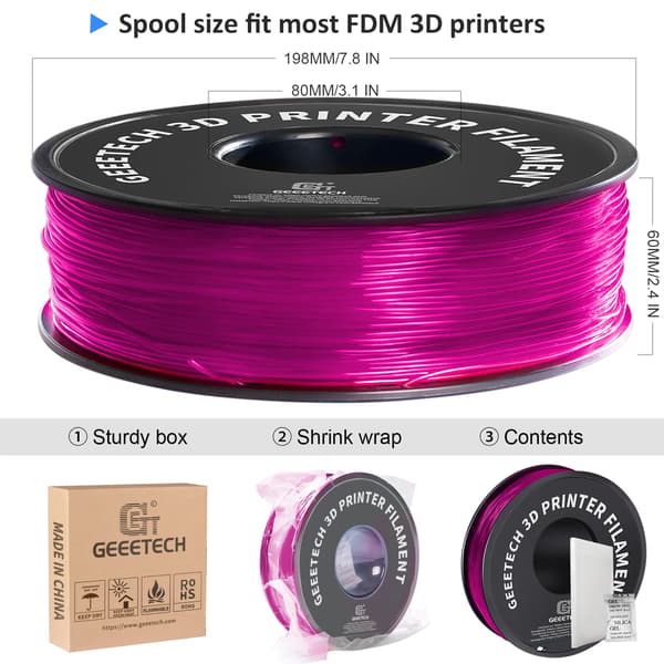3D-printer filament, fleksibelt TPU-materiale, kompatibelt med FDM-printere,Pink