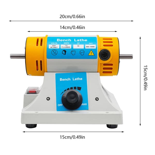 Bänkbufferpolermaskin, 320W Motor, Steglös Hastighetskontroll,Gul