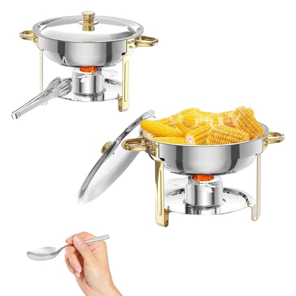 Chafing Dish Set, Rostfritt Stål Konstruktion, Temperaturkontroll,2st