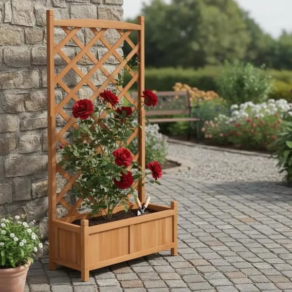 Planter, Massivt Træ, Spalier Design,75 x 35 x 150 cm
