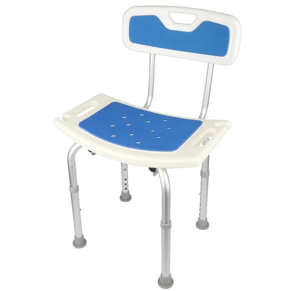 Duschstol, Höjdjusterbar, Ergonomisk Design,Vit-blå