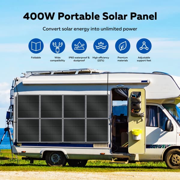 Solpanel, Fällbar Design, Vattentålig Betyg,SP400-ETFE