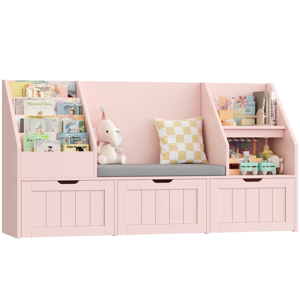 Legetøjsopbevaringsenhed, Multi-lags Design, Holdbar Trækonstruktion,Pink