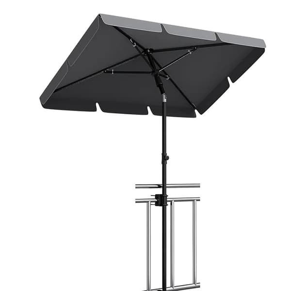 Strandparasol, UV-beskyttelse, Justerbar højde,Grå