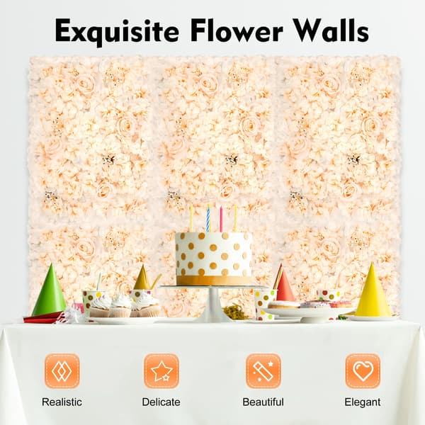 Kunstig Blomsterpanel, Nem Installation, Velegnet til Begivenheder,Svækket Gul
