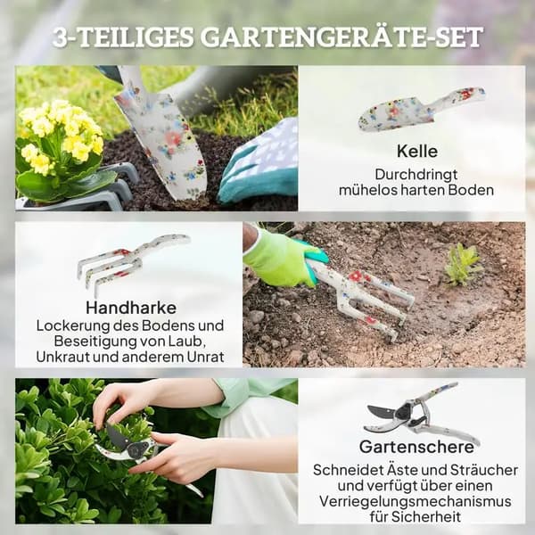 Haveværktøj, Aluminium Materiale, Blomsterdesign,Elfenben