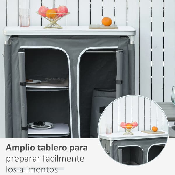Camping Skab, Aluminiumramme, Sammenklappeligt Design,Grå
