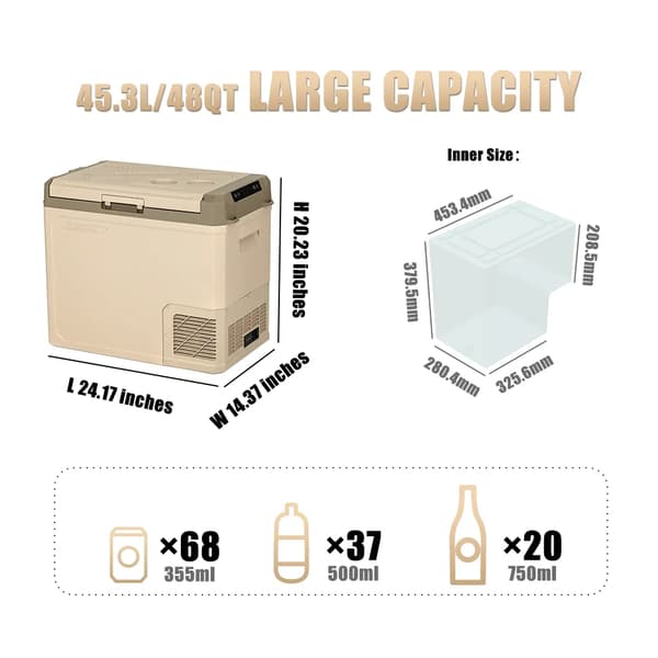 Bærbar Køleskab, 48 Quart Kapacitet, Effektiv Koldluft,48QT