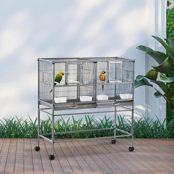Fågelbur, Rymlig Design, Lätt Åtkomst,L, GRÅ