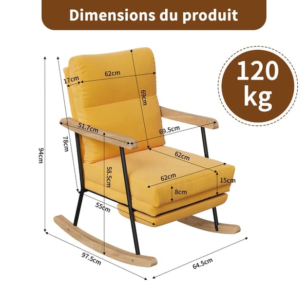 Lænestol, Ergonomisk Design, Minimalistisk Æstetik,Gul