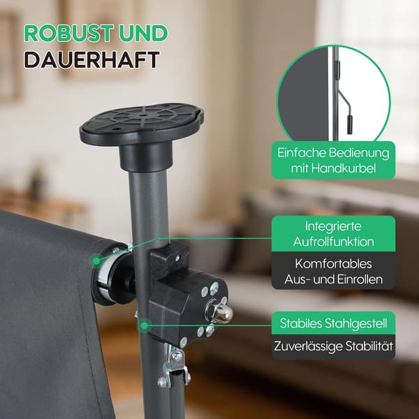 Vertikal Udendørs Markise, Sammenklappeligt Design, Brugervenligt Kranksystem,A