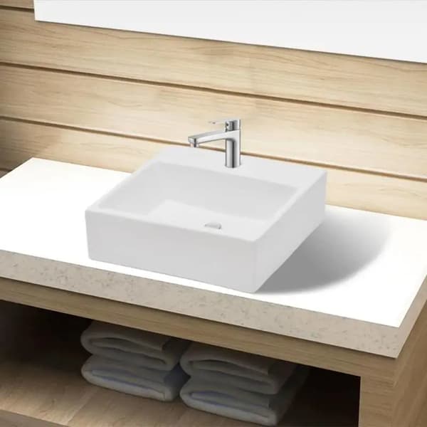 Vaskeskål, Keramisk Materiale, Kompakt Design,HVID