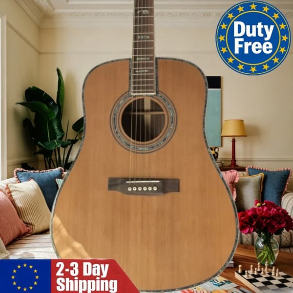 Akustisk Gitarr, Röd Pine Kropp, Rosenwood Greppbräda,GUL
