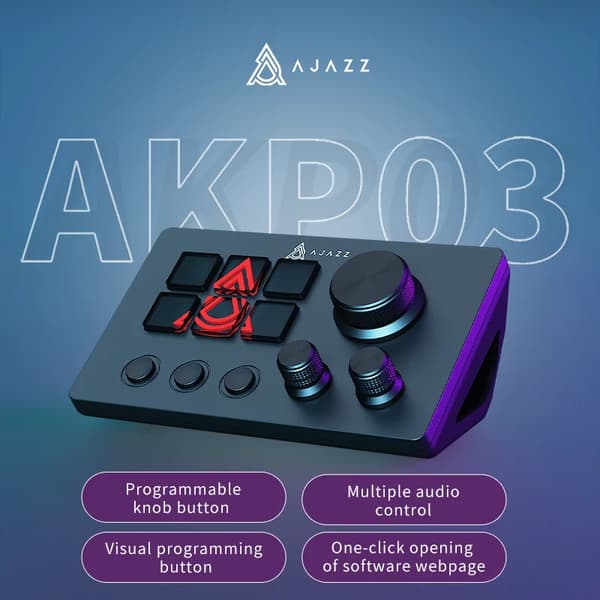 Kontrollpanel, Programmerbar knappsats, Flerfärgad bakgrundsbelysning,AKP03  Svart