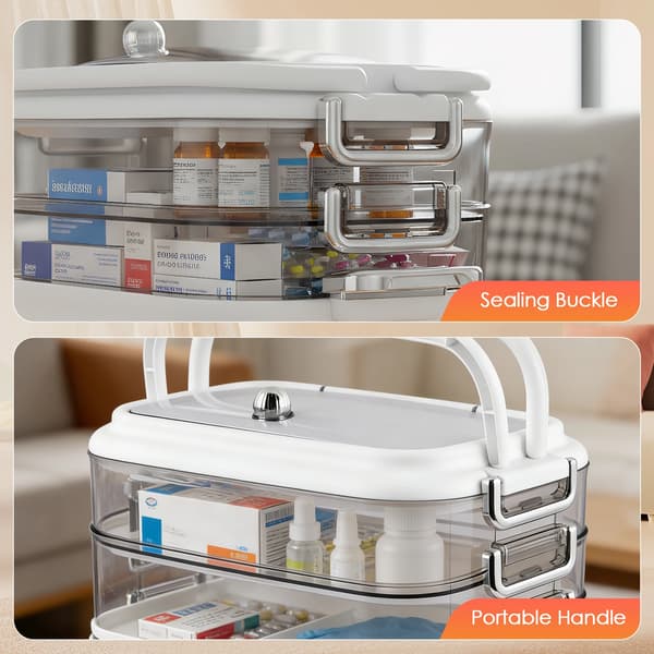 Medicinsk Organizer, Stor Kapacitet, Bærbart Design,HVID