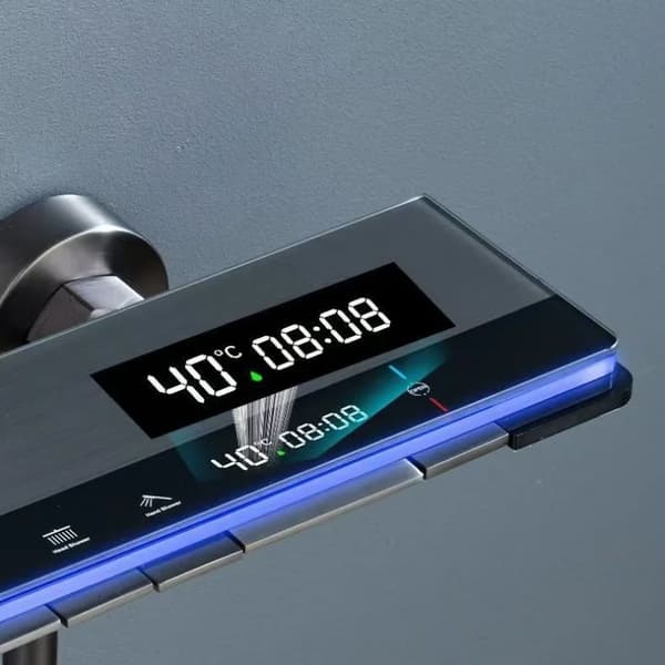 Duschset, Digital Display, Höjdjusterbar,Varm Kall Grå