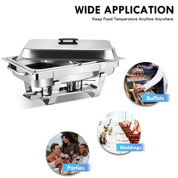 Chafing Dish Sæt, Fødevaregodkendt Rustfrit Stål, 23 x 14 x 12 tommer, 9 L Kapacitet, 2 Stykker, Rektangulær Form
