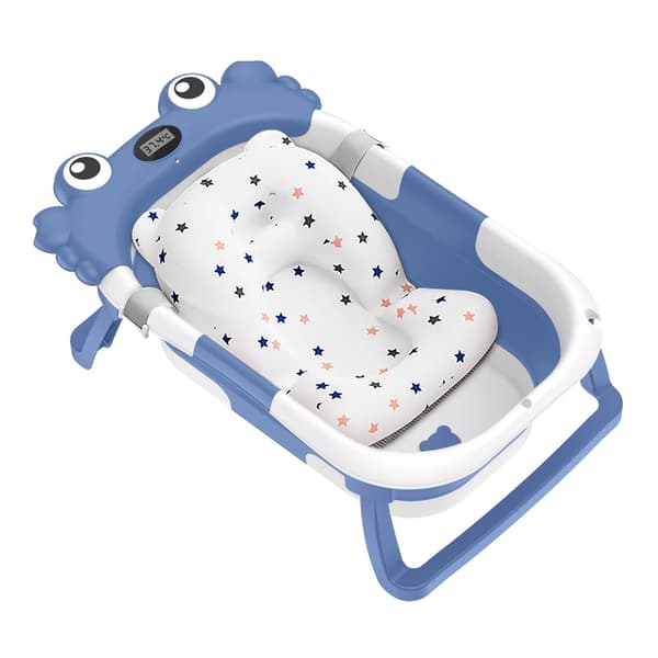 Babybadekar, Integreret Termometer, Pladsbesparende Design,Blå