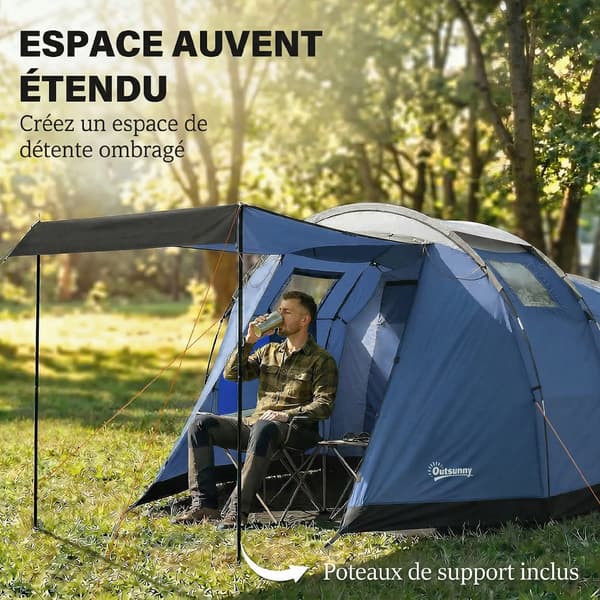 Campingtält, Vattentålig Design, Rymlig Två-Rumslayout,blå