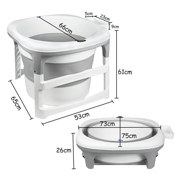 Badekar, Justerbar Temperaturmonitor, Pladsbesparende Design,GRÅ