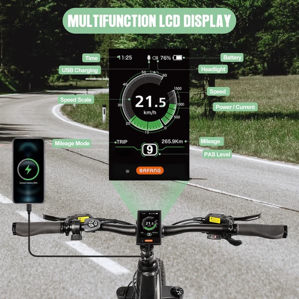 eBike Display, 3,5-tommer LCD-skærm, kompatibel med Bafang-systemer,BAFANG DPC18 (Til UART )