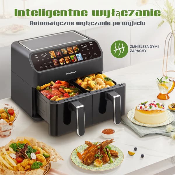 Luftfritös, Dubbelkammarslagning, Touch LED-kontroller,Luftfritös