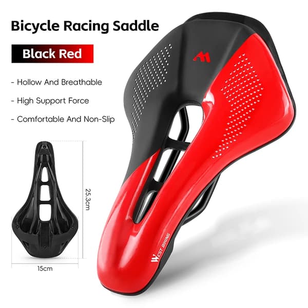 Racecykel Sadle, Ergonomisk Design, Blød Polstring,Sort Rød