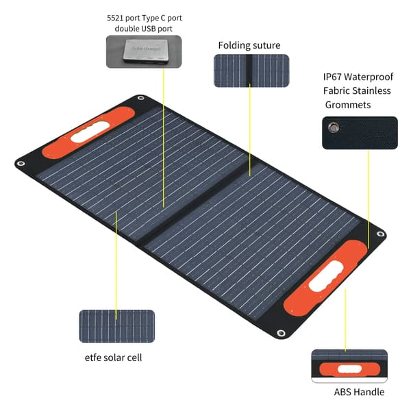 Solpanel, 100W Effekt, Bärbar Design,1PCS  100W